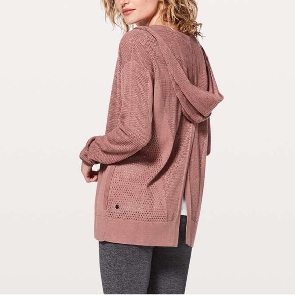 Lululemon Still Movement Wrap Sweater Heathered Quicksand Pink Cotton Size 4 - Picture 1 of 8